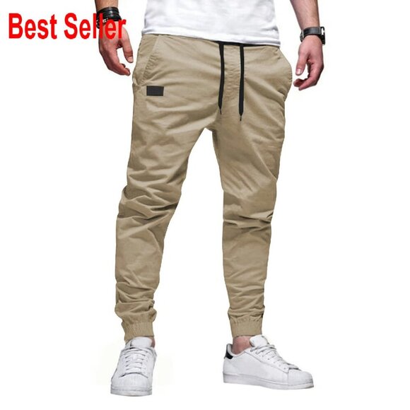 Men's Casual Joggers Twill Cargo Pants Tapered Fit Outdoor Hiking Activewear
